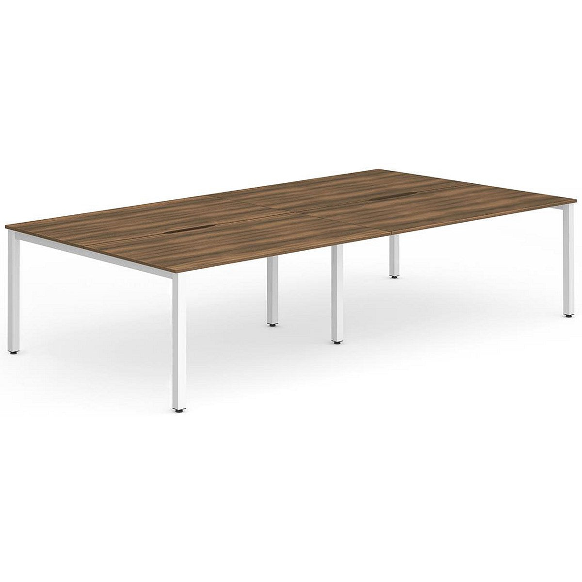 Evolve Plus 1200mm B2B 4 Person Office Bench Desk Walnut Top White Frame Easy2Order : BE237