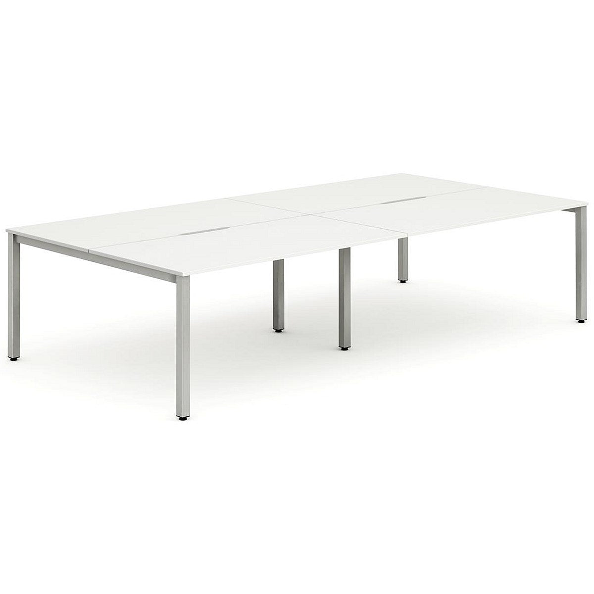 Evolve Plus 1600mm B2B 4 Person Office Bench Desk White Top Silver Frame Easy2Order : BE246