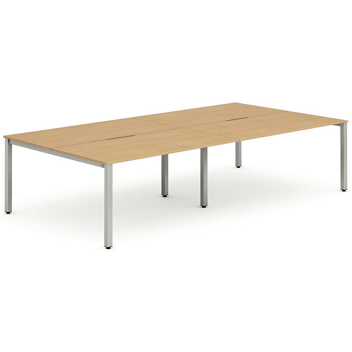 Evolve Plus 1600mm B2B 4 Person Office Bench Desk Beech Top Silver Frame Easy2Order : BE248