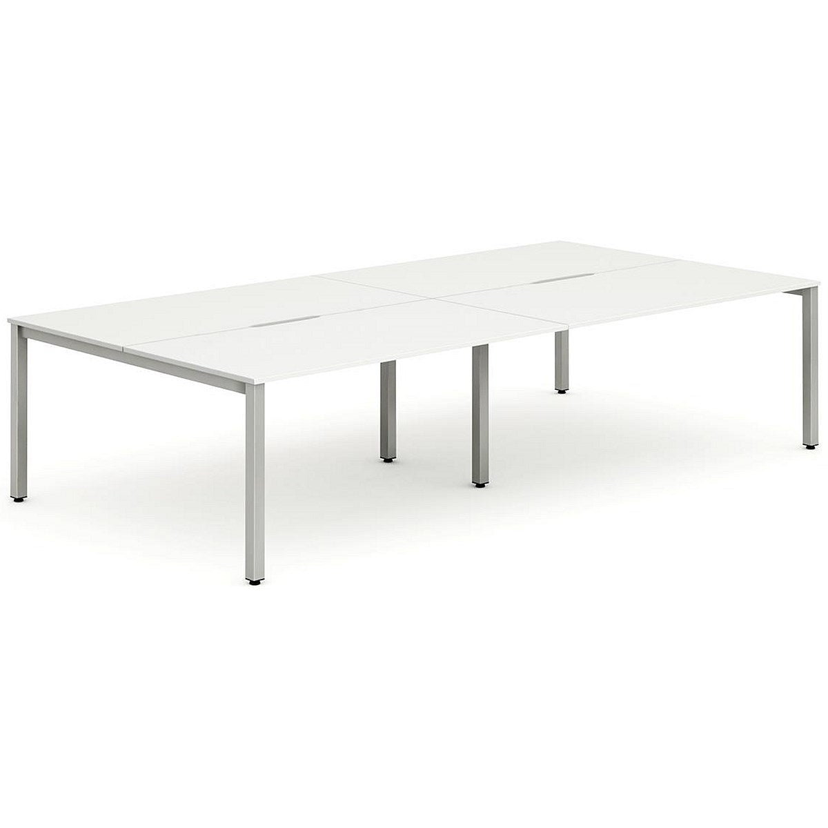 Evolve Plus 1400mm B2B 4 Person Office Bench Desk White Top Silver Frame Easy2Order : BE251