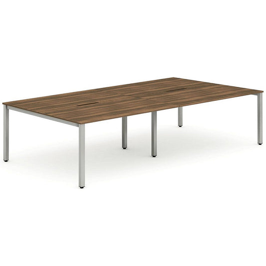 Evolve Plus 1400mm B2B 4 Person Office Bench Desk Walnut Top Silver Frame Easy2Order : BE252