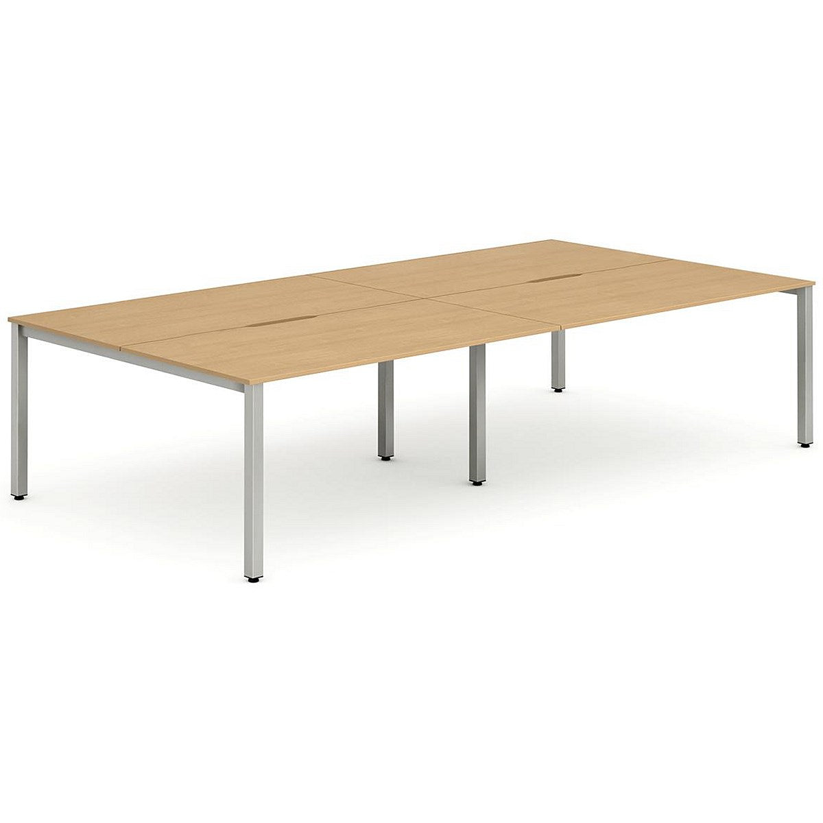 Evolve Plus 1400mm B2B 4 Person Office Bench Desk Beech Top Silver Frame Easy2Order : BE253
