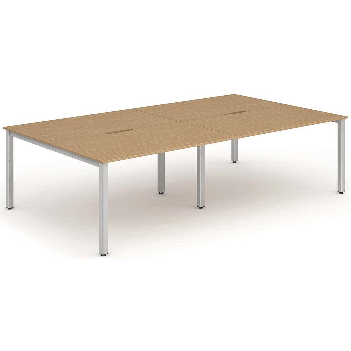 Evolve Plus 1400mm B2B 4 Person Office Bench Desk Oak Top Silver Frame Easy2Order : BE255