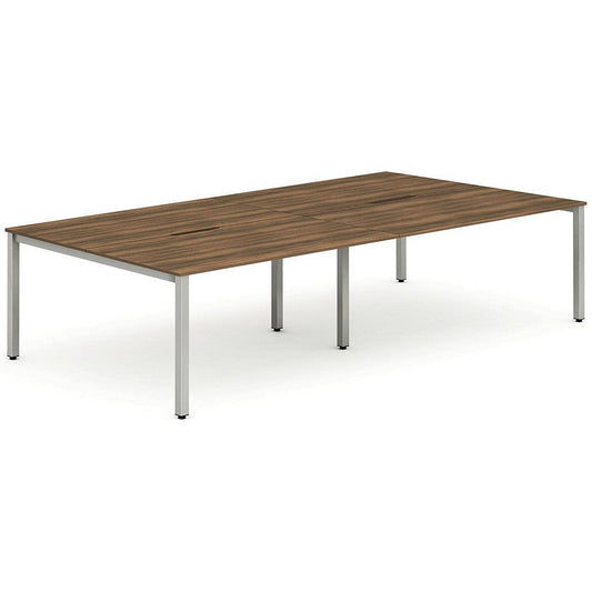 Evolve Plus 1200mm B2B 4 Person Office Bench Desk Walnut Top Silver Frame Easy2Order : BE257