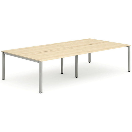 Evolve Plus 1200mm B2B 4 Person Office Bench Desk Maple Top Silver Frame Easy2Order : BE259