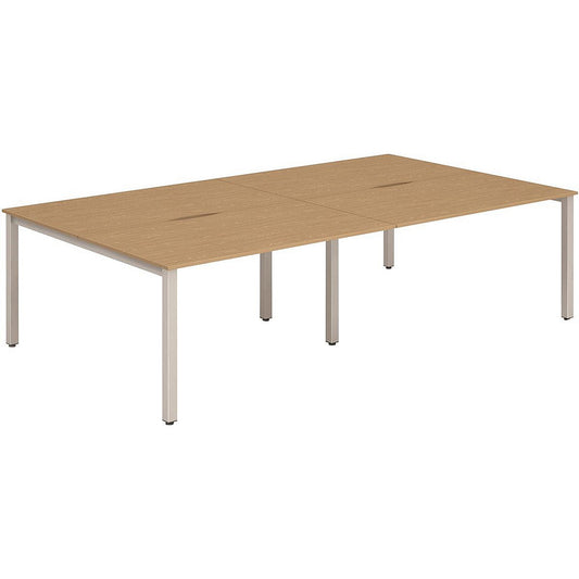Evolve Plus 1200mm B2B 4 Person Office Bench Desk Oak Top Silver Frame Easy2Order : BE260
