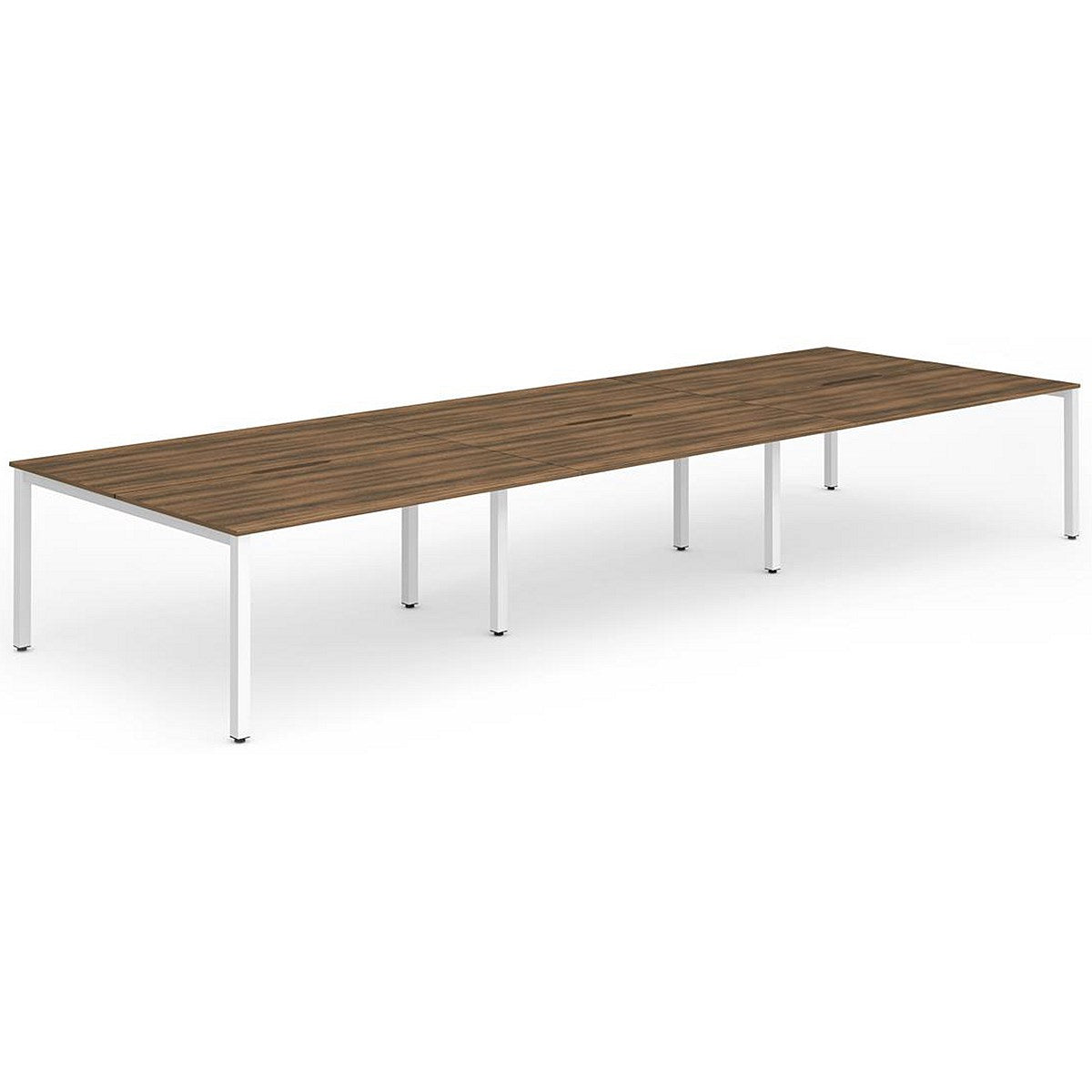 Evolve Plus 1600mm B2B 6 Person Office Bench Desk Walnut Top White Frame Easy2Order : BE267