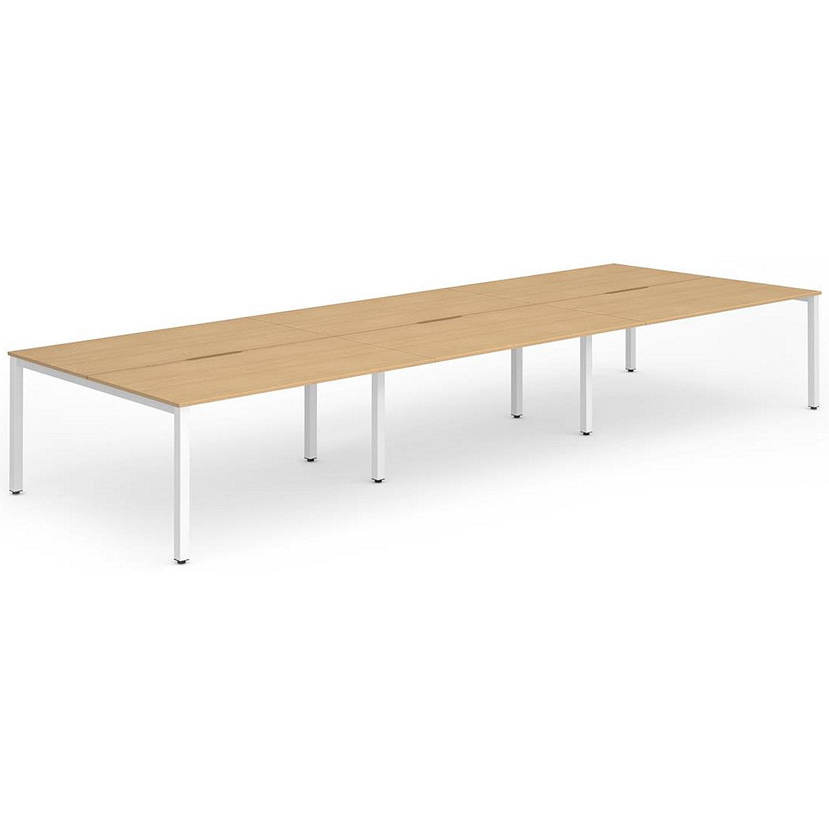 Evolve Plus 1600mm B2B 6 Person Office Bench Desk Beech Top White Frame Easy2Order : BE268