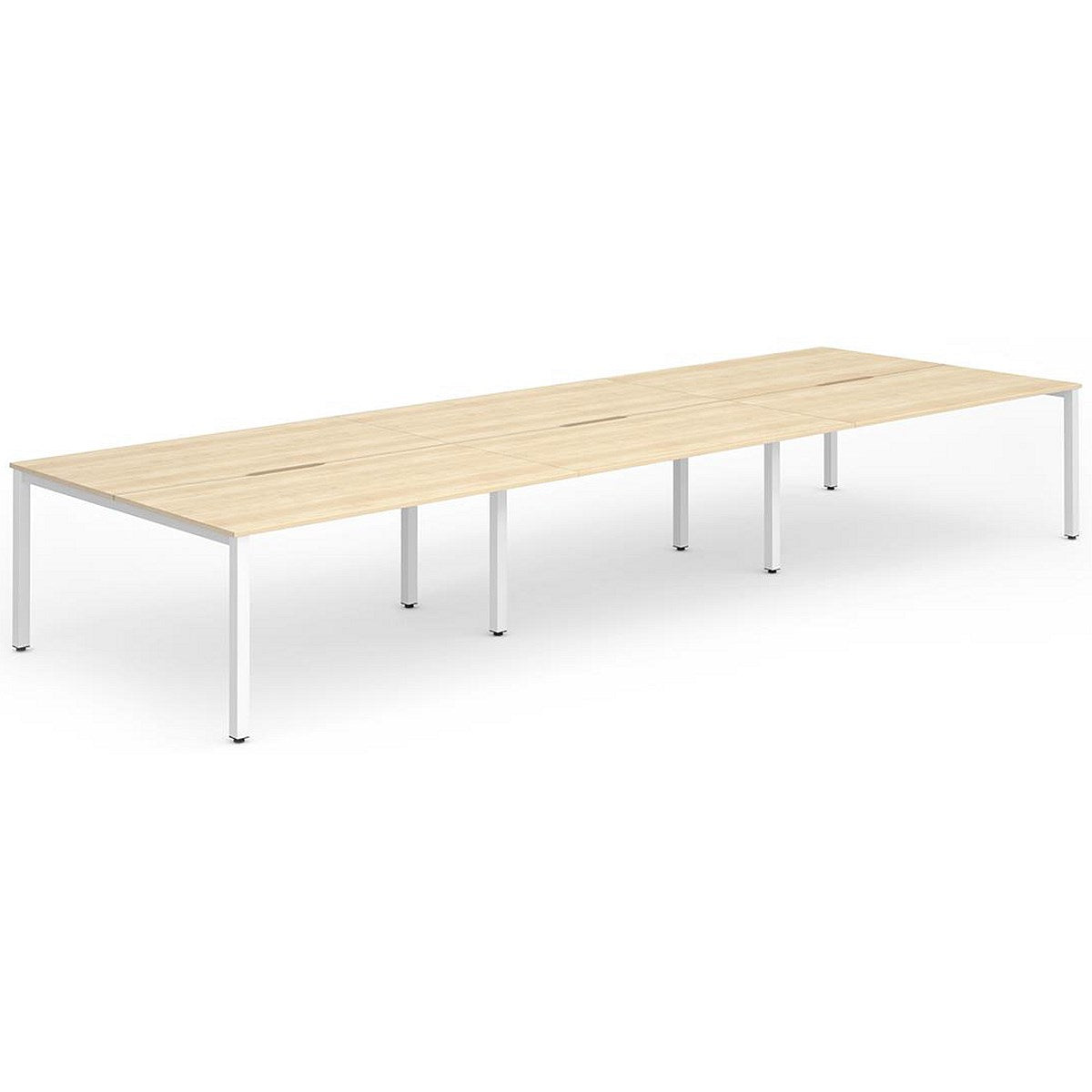 Evolve Plus 1600mm B2B 6 Person Office Bench Desk Maple Top White Frame Easy2Order : BE269