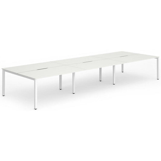 Evolve Plus 1400mm B2B 6 Person Office Bench Desk White Top White Frame Easy2Order : BE271