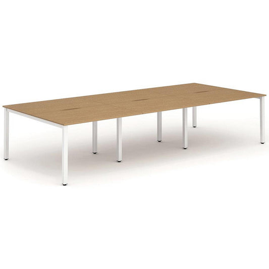 Evolve Plus 1400mm B2B 6 Person Office Bench Desk Oak Top White Frame Easy2Order : BE275