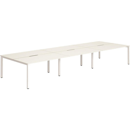 Evolve Plus 1200mm B2B 6 Person Office Bench Desk White Top White Frame Easy2Order : BE276
