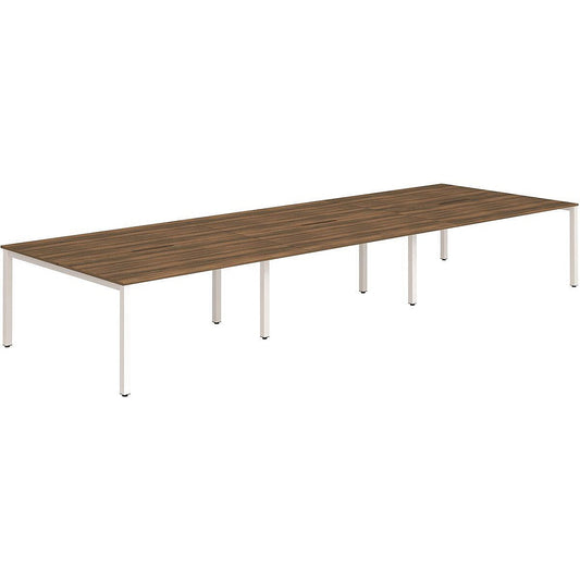 Evolve Plus 1200mm B2B 6 Person Office Bench Desk Walnut Top White Frame Easy2Order : BE277