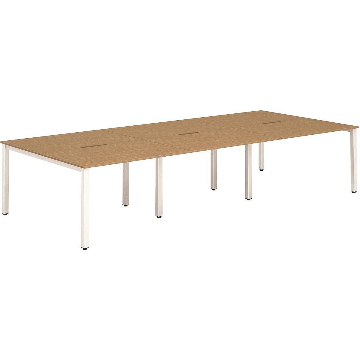 Evolve Plus 1200mm B2B 6 Person Office Bench Desk Oak Top White Frame Easy2Order : BE280