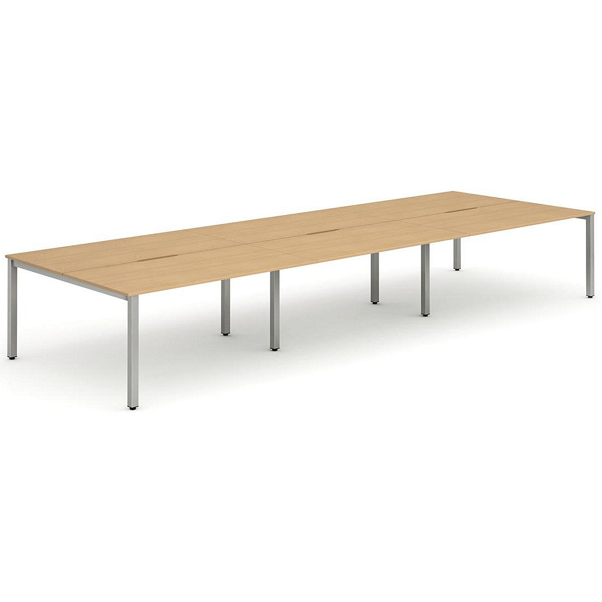 Evolve Plus 1600mm B2B 6 Person Office Bench Desk Beech Top Silver Frame Easy2Order : BE288