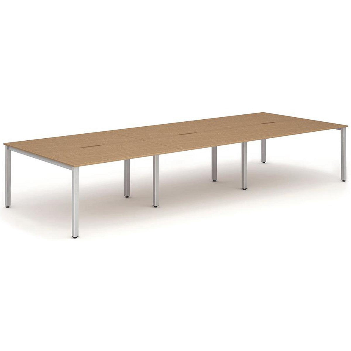 Evolve Plus 1600mm B2B 6 Person Office Bench Desk Oak Top Silver Frame Easy2Order : BE290