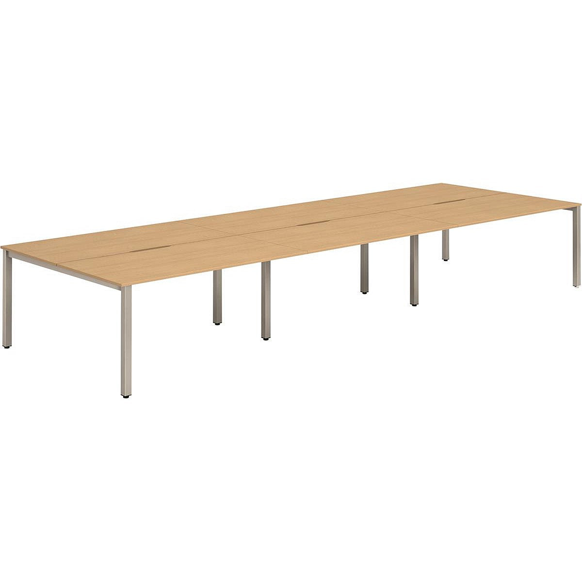 Evolve Plus 1400mm B2B 6 Person Office Bench Desk Beech Top Silver Frame Easy2Order : BE293