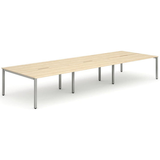 Evolve Plus 1400mm B2B 6 Person Office Bench Desk Maple Top Silver Frame Easy2Order : BE294