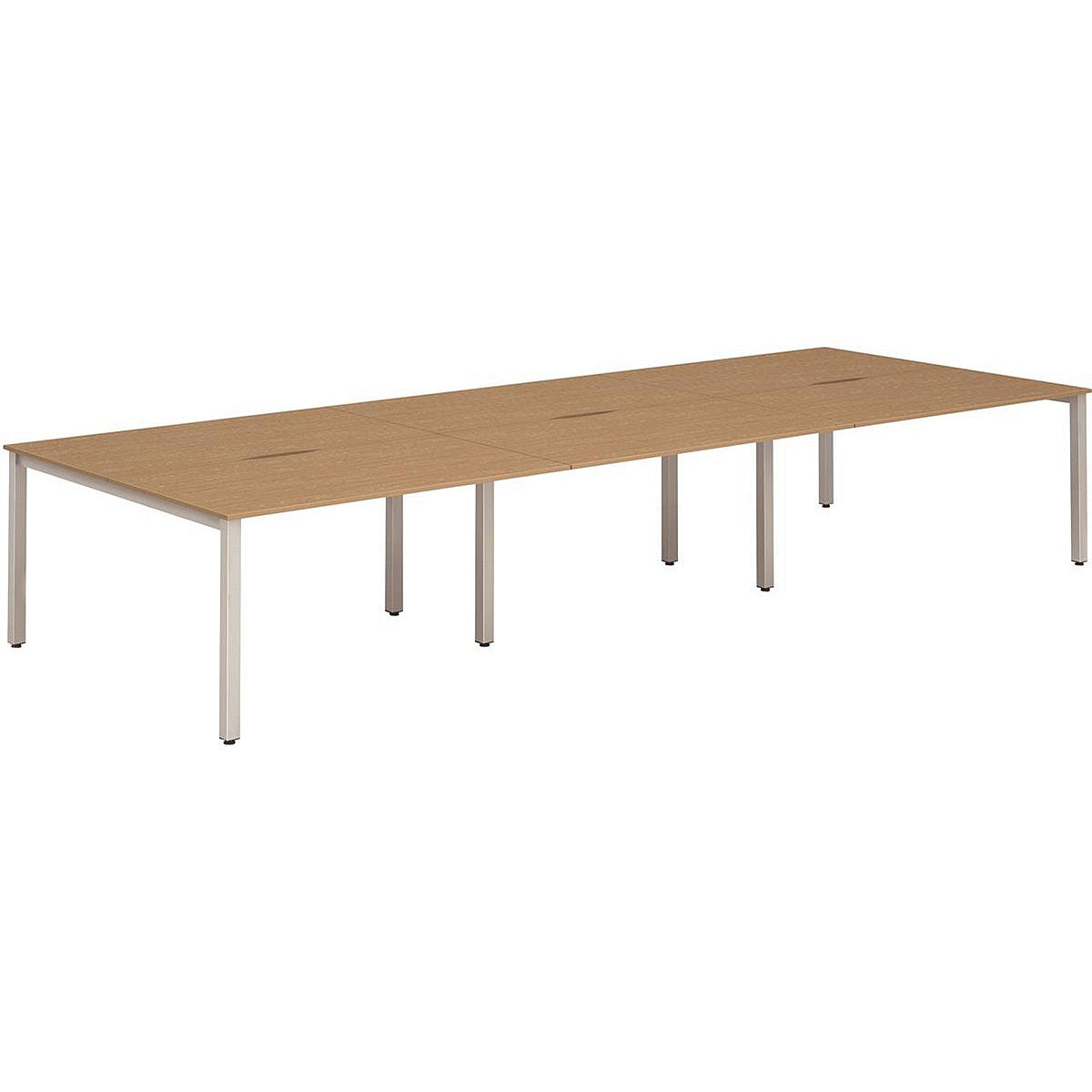 Evolve Plus 1400mm B2B 6 Person Office Bench Desk Oak Top Silver Frame Easy2Order : BE295