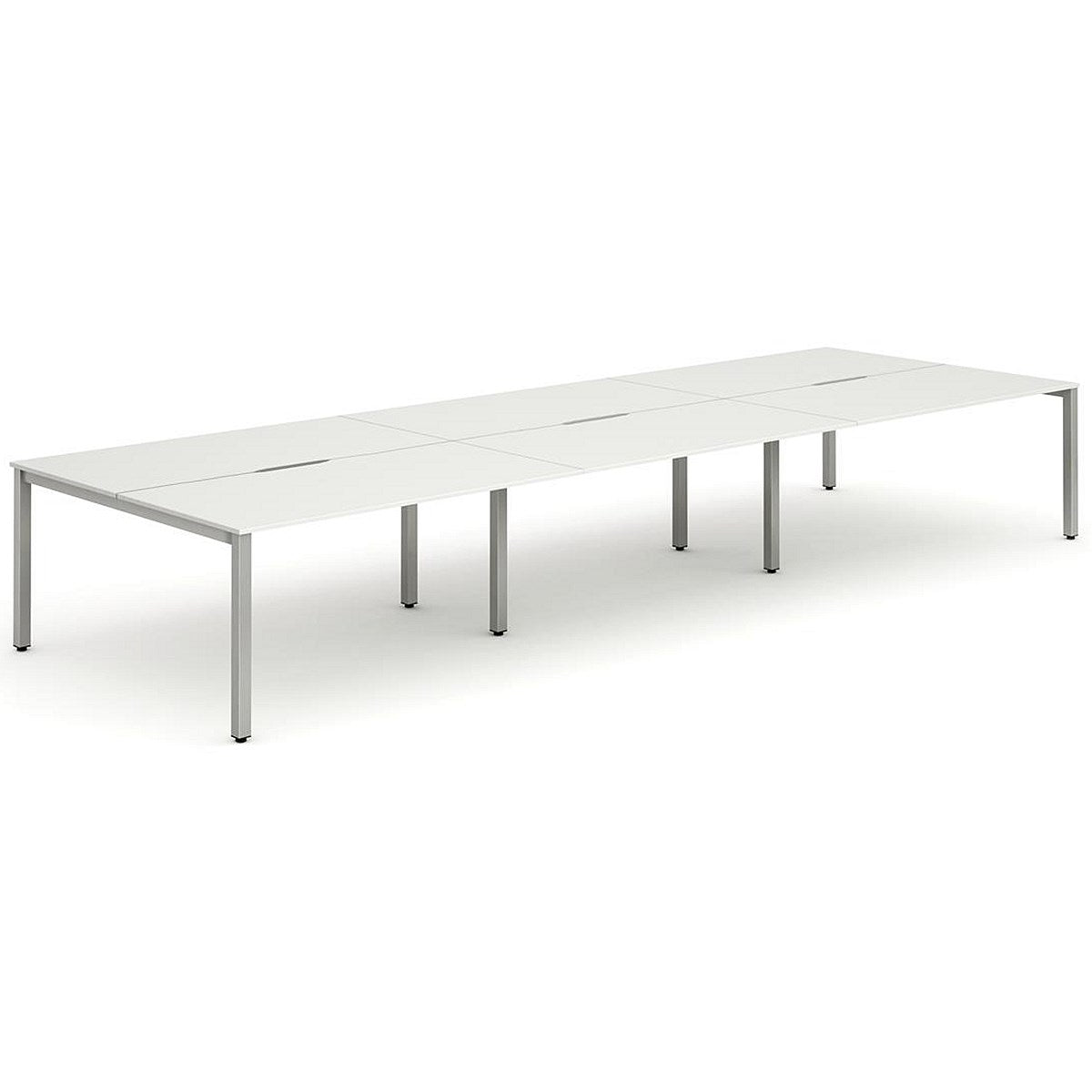 Evolve Plus 1200mm B2B 6 Person Office Bench Desk White Top Silver Frame Easy2Order : BE296