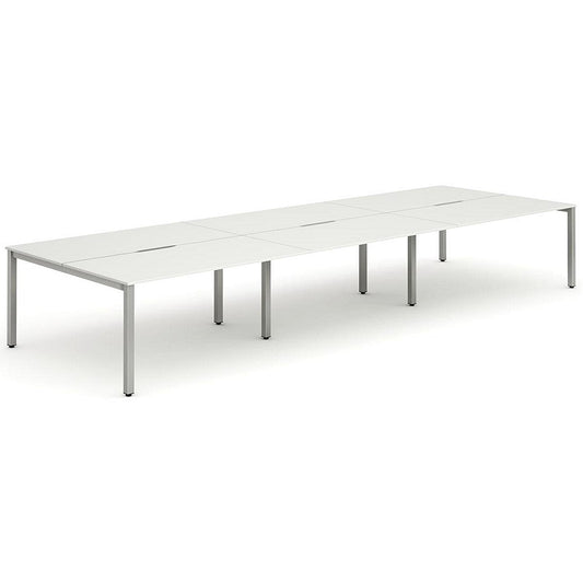 Evolve Plus 1200mm B2B 6 Person Office Bench Desk White Top Silver Frame Easy2Order : BE296