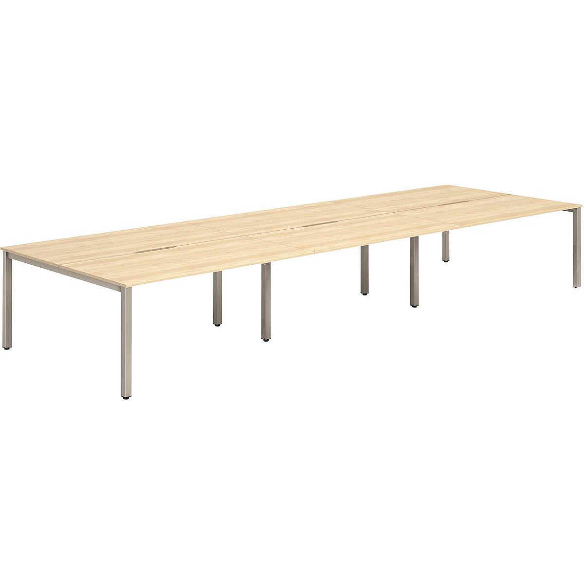Evolve Plus 1200mm B2B 6 Person Office Bench Desk Maple Top Silver Frame Easy2Order : BE299