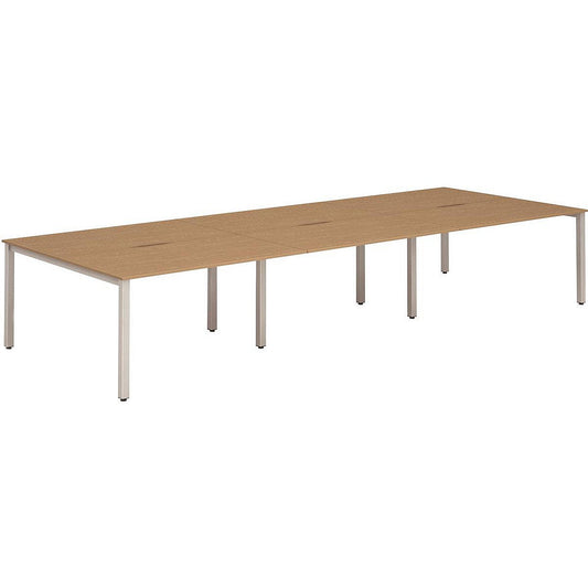 Evolve Plus 1200mm B2B 6 Person Office Bench Desk Oak Top Silver Frame Easy2Order : BE300