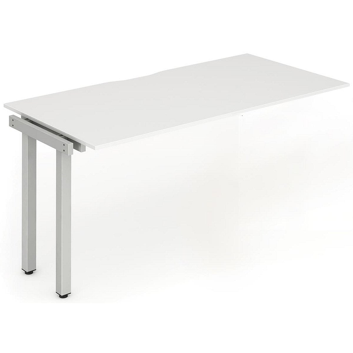 Evolve Plus 1400mm Single Row Office Bench Desk Ext Kit White Top Silver Frame Easy2Order : BE331