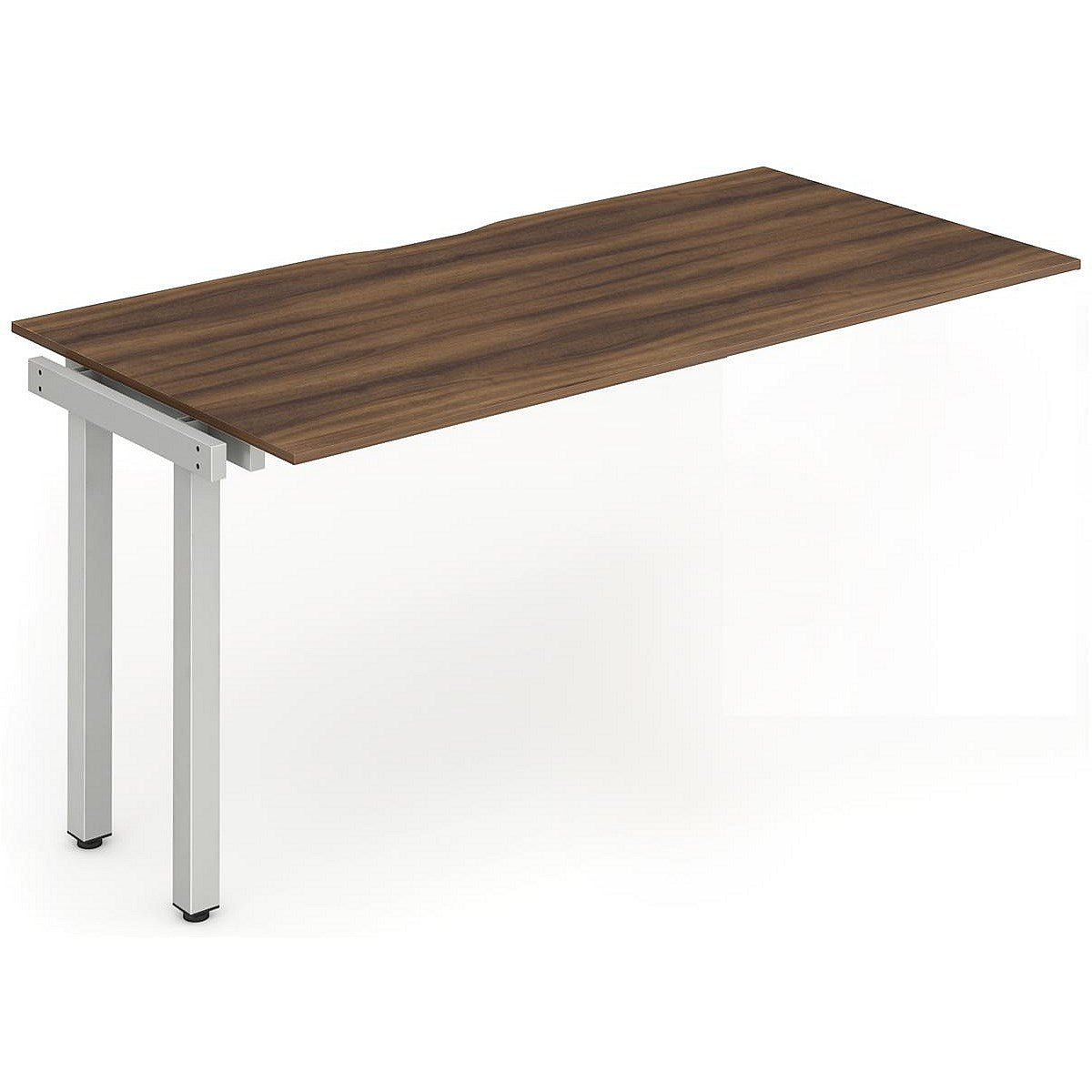 Evolve Plus 1400mm Single Row Office Bench Desk Ext Kit Walnut Top Silver Frame Easy2Order : BE332