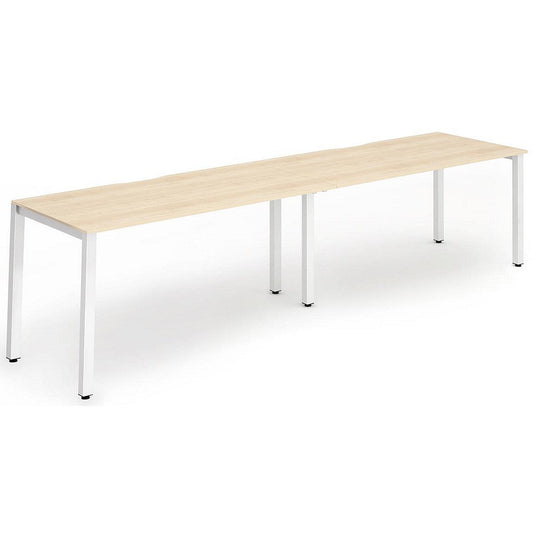 Evolve Plus 1400mm Single Row 2 Person Office Bench Desk Maple Top White Frame Easy2Order : BE354