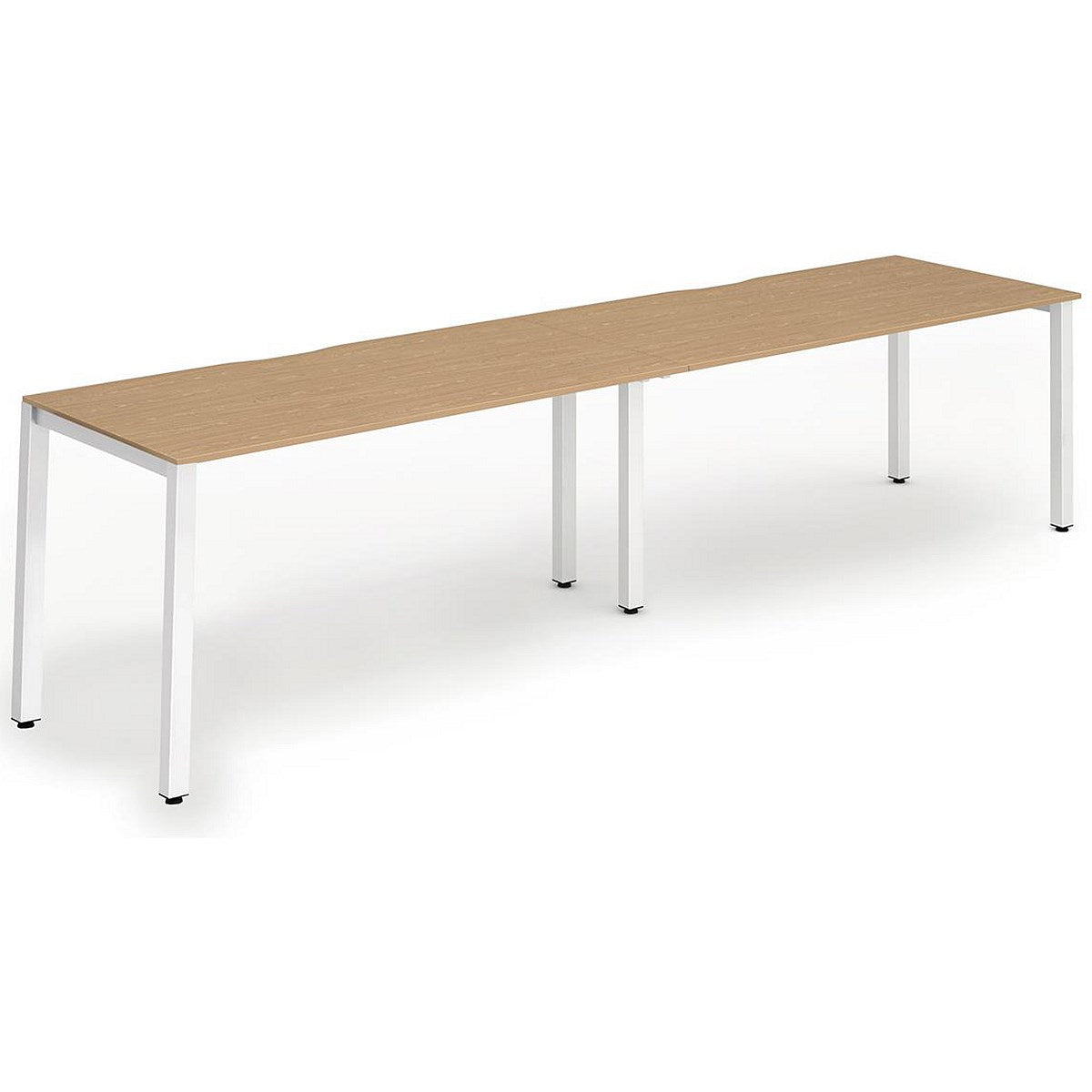 Evolve Plus 1400mm Single Row 2 Person Office Bench Desk Oak Top White Frame Easy2Order : BE355