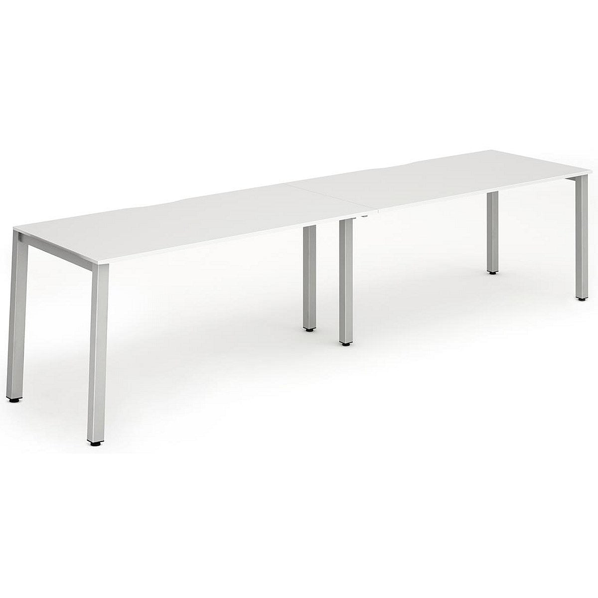 Evolve Plus 1600mm Single Row 2 Person Office Bench Desk White Top Silver Frame Easy2Order : BE366