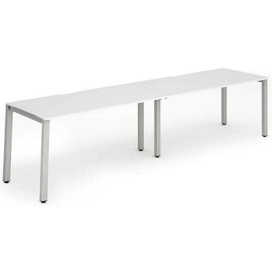 Evolve Plus 1600mm Single Row 2 Person Office Bench Desk White Top Silver Frame Easy2Order : BE366