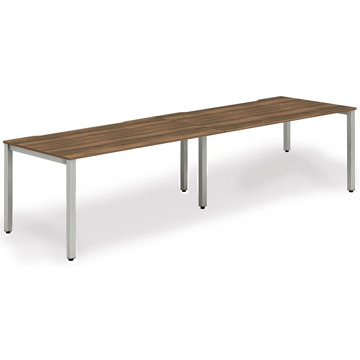 Evolve Plus 1600mm Single Row 2 Person Office Bench Desk Walnut Top Silver Frame Easy2Order : BE367