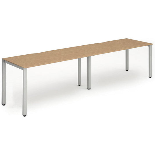 Evolve Plus 1600mm Single Row 2 Person Office Bench Desk Oak Top Silver Frame Easy2Order : BE370