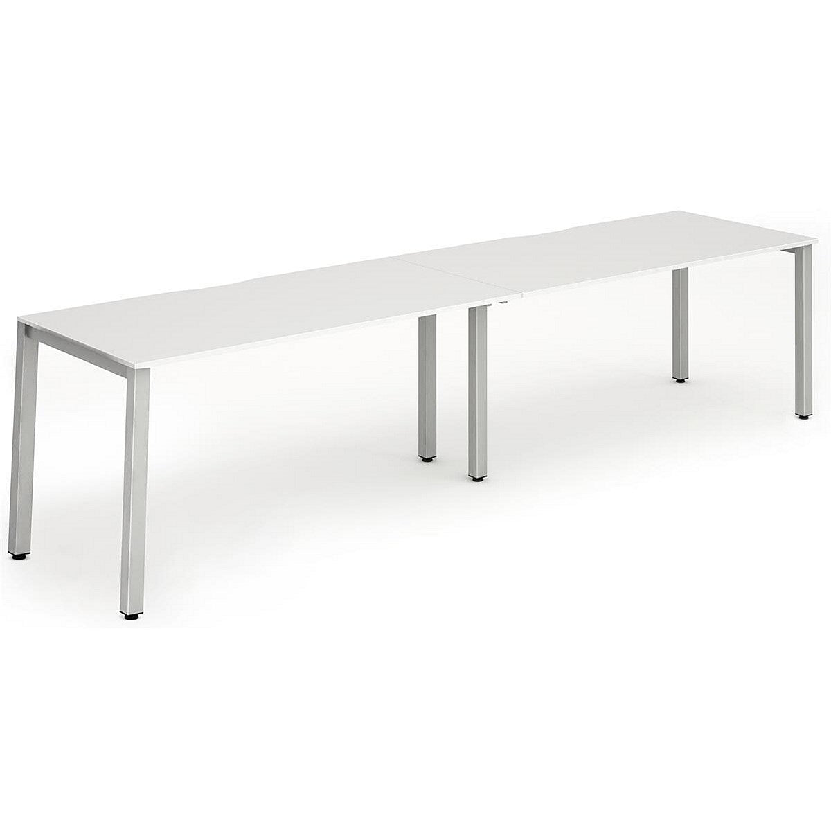 Evolve Plus 1400mm Single Row 2 Person Office Bench Desk White Top Silver Frame Easy2Order : BE371