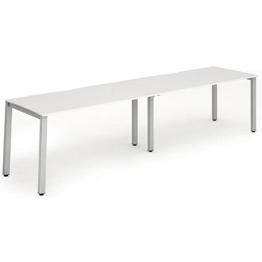 Evolve Plus 1400mm Single Row 2 Person Office Bench Desk White Top Silver Frame Easy2Order : BE371