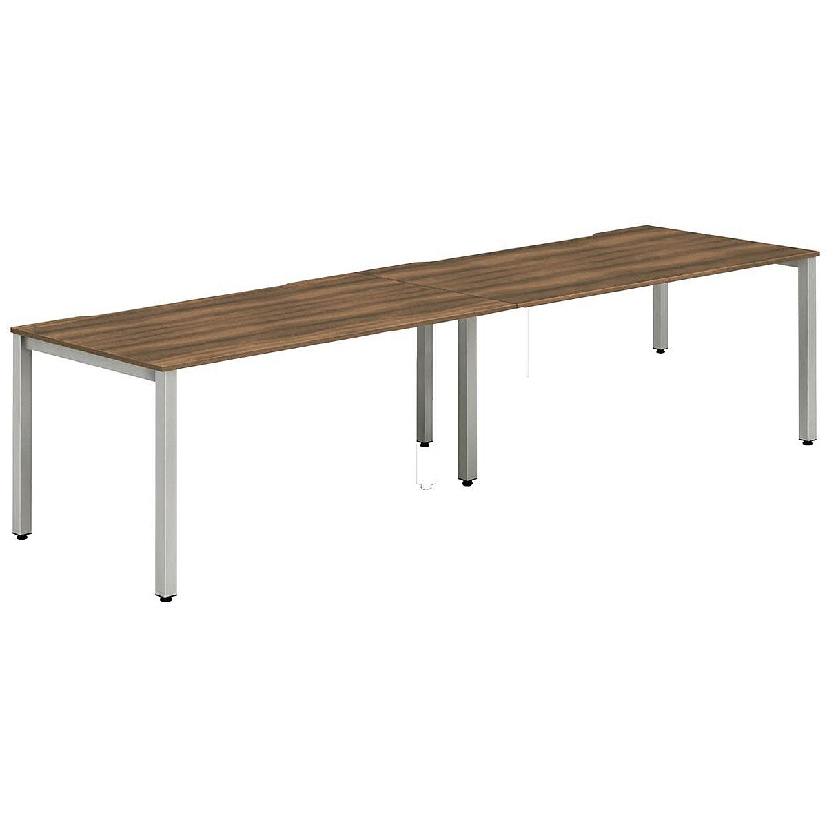 Evolve Plus 1400mm Single Row 2 Person Office Bench Desk Walnut Top Silver Frame Easy2Order : BE372