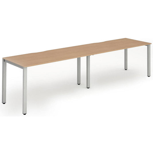 Evolve Plus 1400mm Single Row 2 Person Office Bench Desk Beech Top Silver Frame Easy2Order : BE373