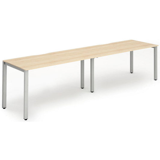 Evolve Plus 1400mm Single Row 2 Person Office Bench Desk Maple Top Silver Frame Easy2Order : BE374