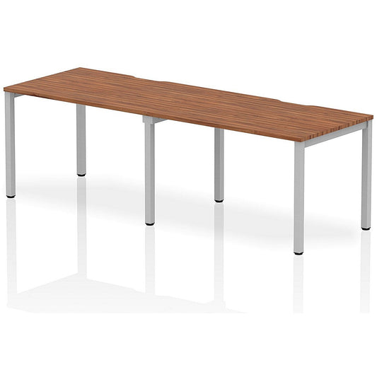 Evolve Plus 1200mm Single Row 2 Person Office Bench Desk Walnut Top Silver Frame Easy2Order : BE377
