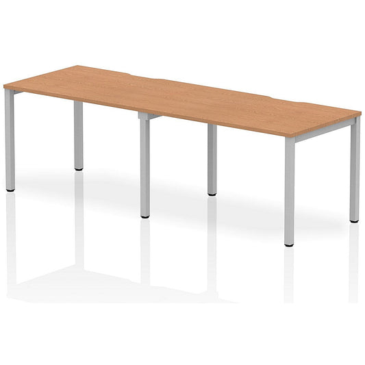 Evolve Plus 1200mm Single Row 2 Person Office Bench Desk Oak Top Silver Frame Easy2Order : BE380
