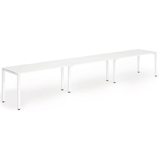 Evolve Plus 1600mm Single Row 3 Person Office Bench Desk White Top White Frame Easy2Order : BE386
