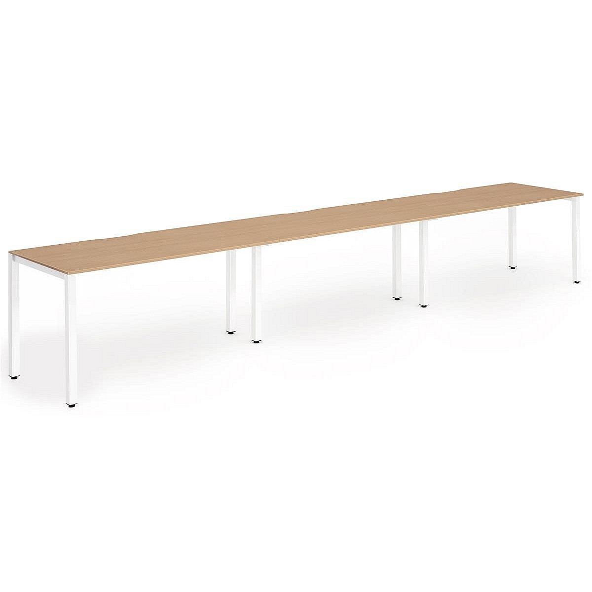 Evolve Plus 1600mm Single Row 3 Person Office Bench Desk Beech Top White Frame Easy2Order : BE388