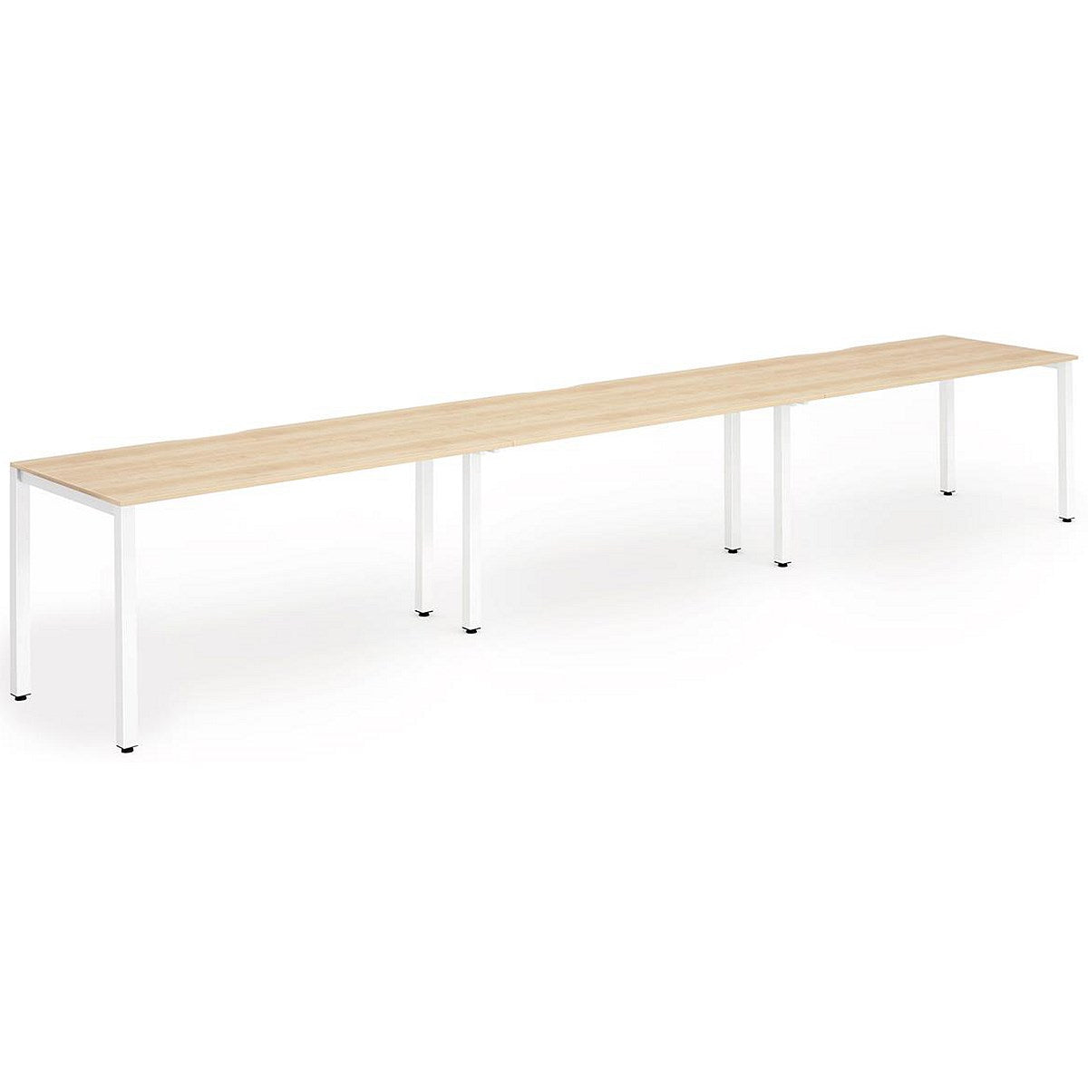 Evolve Plus 1600mm Single Row 3 Person Office Bench Desk Maple Top White Frame Easy2Order : BE389