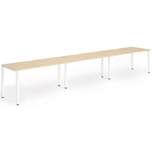 Evolve Plus 1600mm Single Row 3 Person Office Bench Desk Maple Top White Frame Easy2Order : BE389