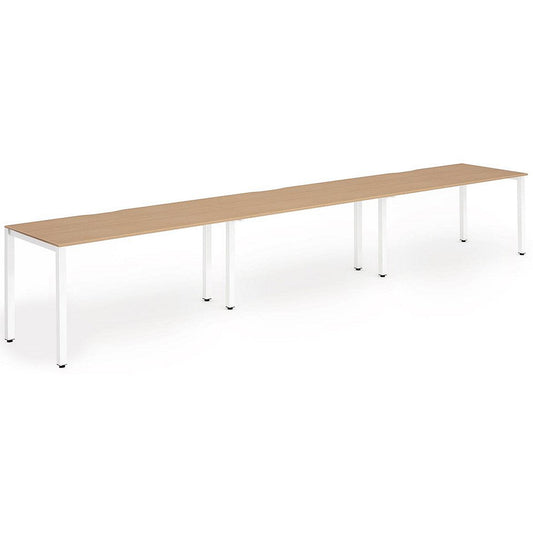 Evolve Plus 1600mm Single Row 3 Person Office Bench Desk Oak Top White Frame Easy2Order : BE390