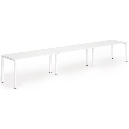 Evolve Plus 1400mm Single Row 3 Person Office Bench Desk White Top White Frame Easy2Order : BE391