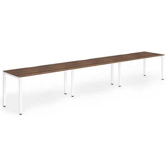 Evolve Plus 1400mm Single Row 3 Person Office Bench Desk Walnut Top White Frame Easy2Order : BE392