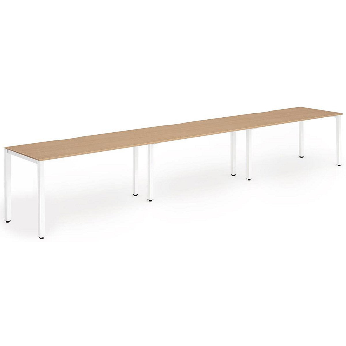 Evolve Plus 1400mm Single Row 3 Person Office Bench Desk Beech Top White Frame Easy2Order : BE393